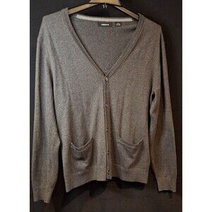 Men's Claiborne Gray Long Sleeve Cardigan Sweater Size Med